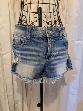 Daytrip Faded Blue Distressed Denim Shorts